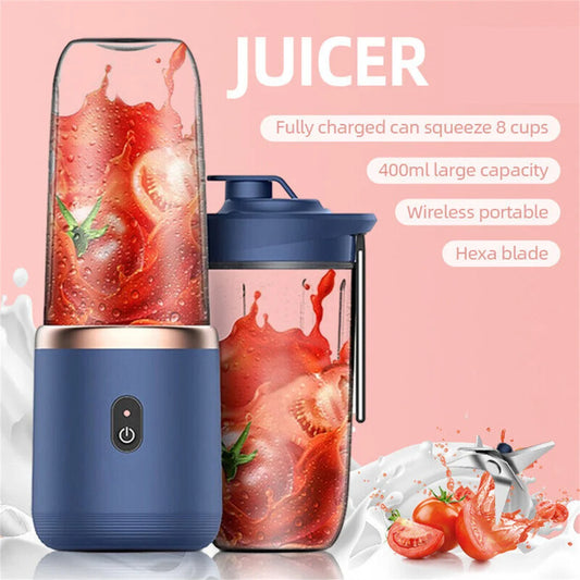 Portable Mini Fruit Blender Wireless Juicer With 6 Blades For Smoothies And Shakes USB Rechargeable