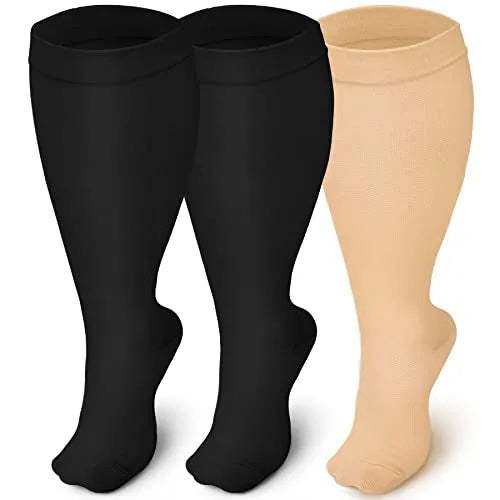 3 Pairs plus size Compression Socks Wide Calf unisex