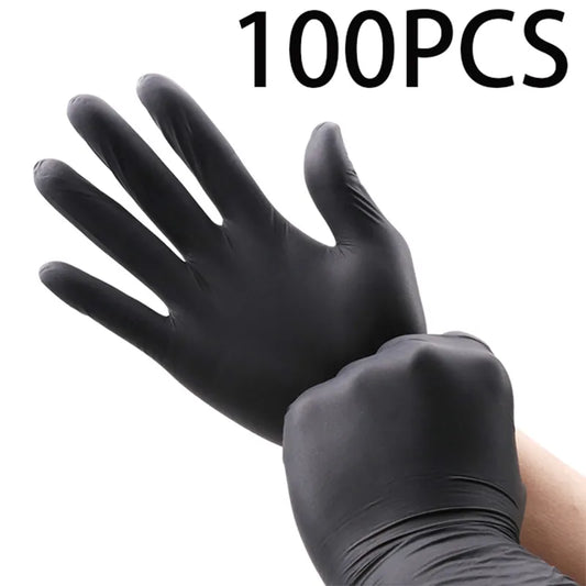 100/10 Pack Disposable Black Nitrile Gloves